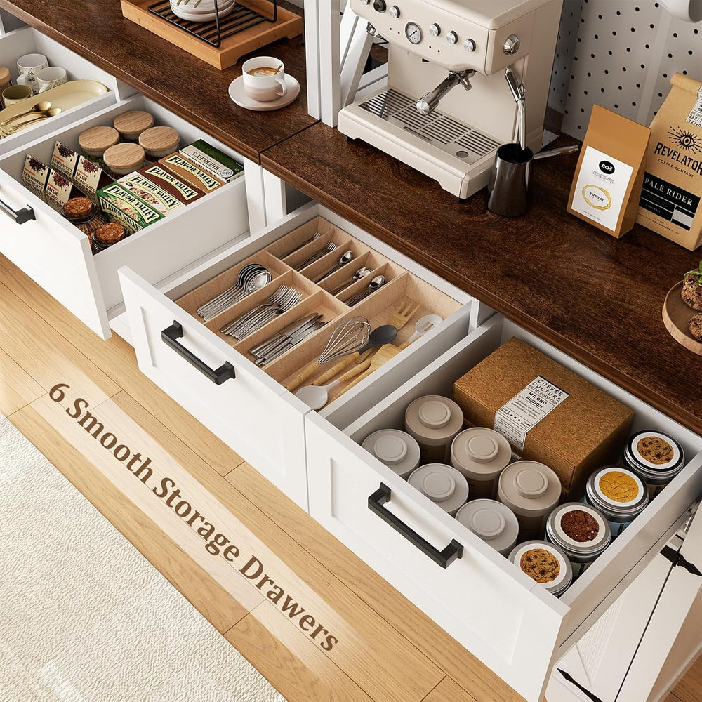 Unikito 94.5" Wide Kitchen Pantry Cabinet with 3 Power Outlets & LED...
