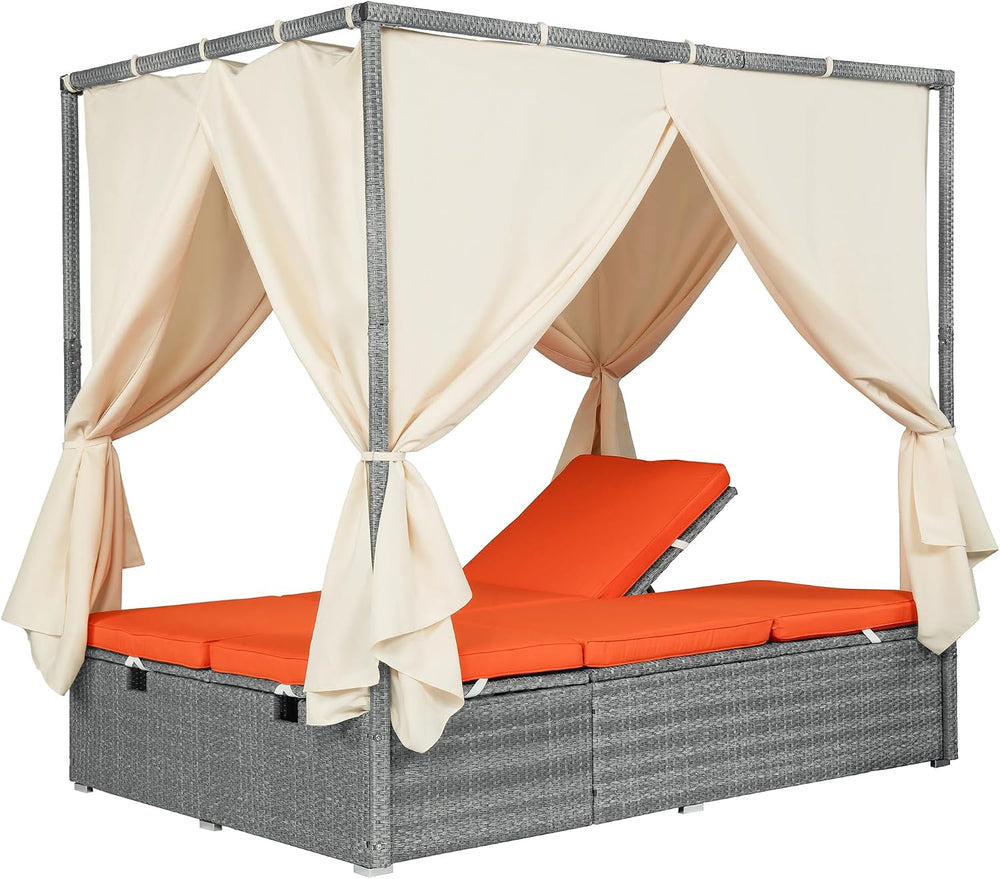 LUMISOL Outdoor Daybed with Canopy, Adjustable Outdoor Sun Lounger with Multi...