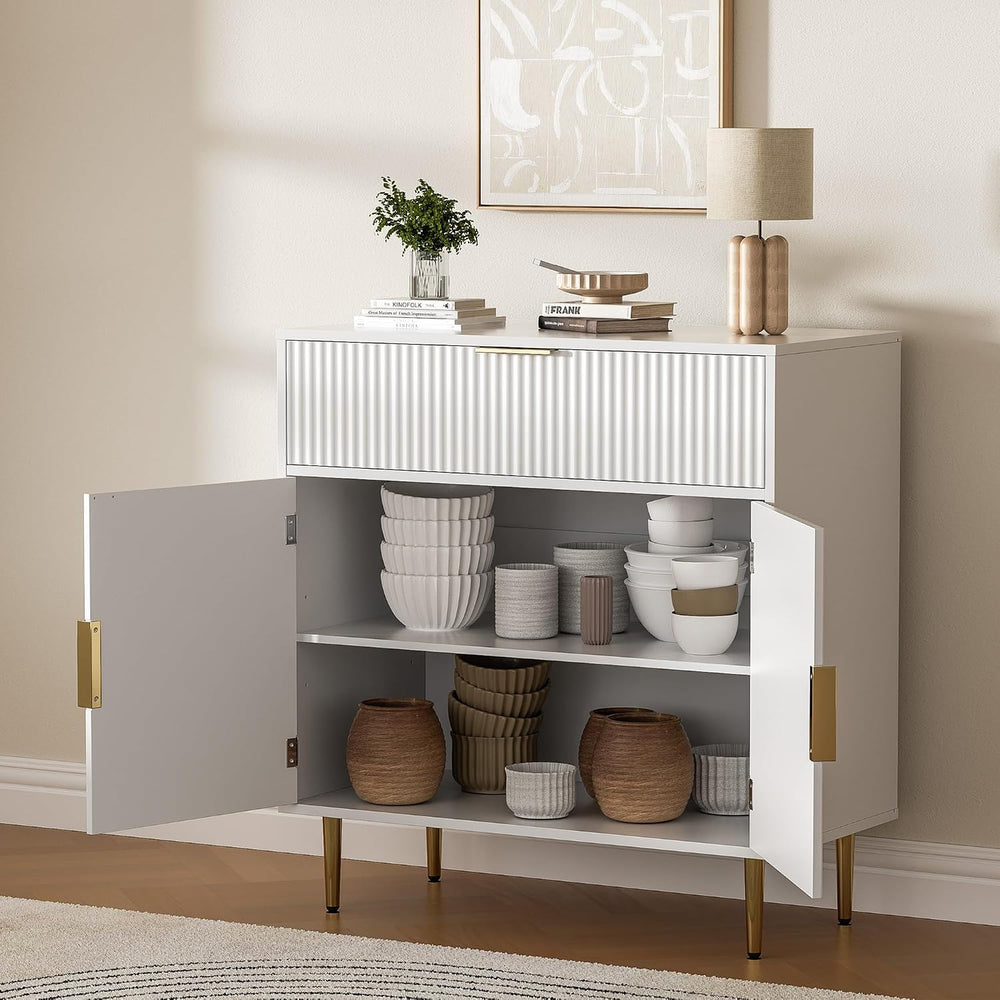 Sideboard Buffet Cabinet with 2 Doors and Drawer, White