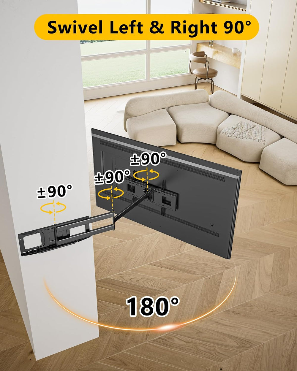 48'' Extension Extra Long Arm TV Wall Mount, Heavy Duty Full Motion T...