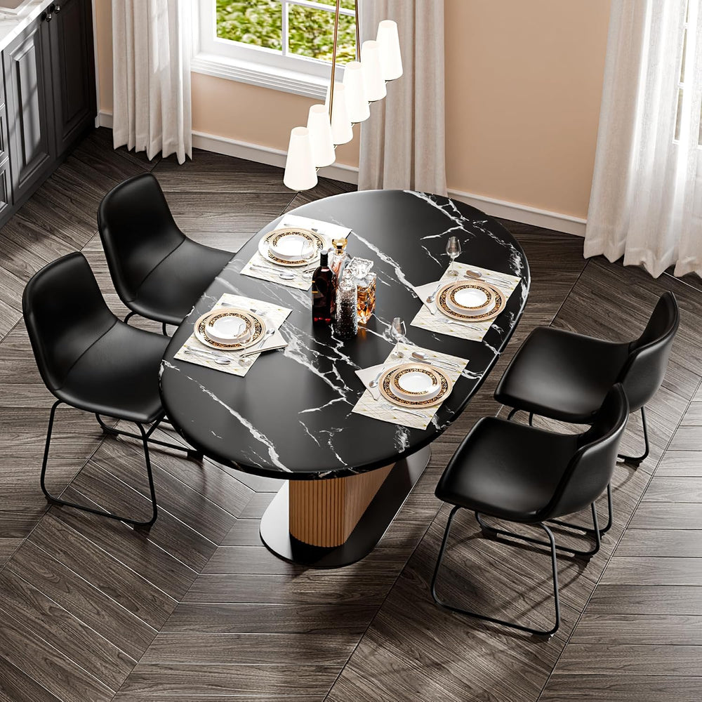 Dining Chairs Set of 6, 18 Inch Kitchen Chairs with Back, Faux Leather Armles...