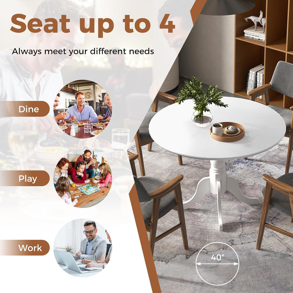 Giantex Round Dining Table, 39" D X 29" H, Rubber Wood Pedestal Tab...