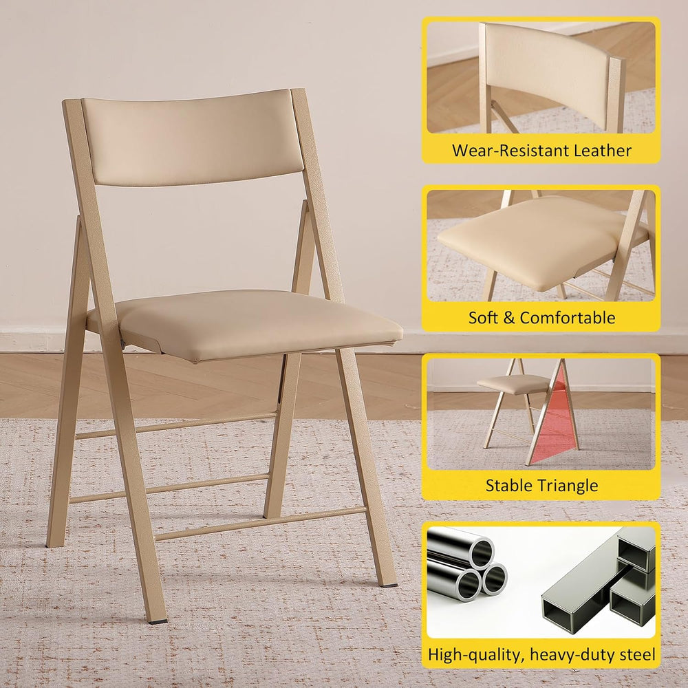 Padded Folding Chairs 2 Pack, 450LBS Heavy Duty Folding Dining Chair, Wood | ...