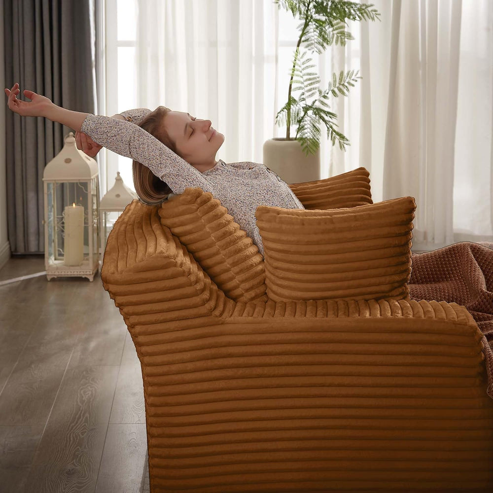 Tmsan Oversized Chaise Lounge Chair Indoor, 78.7" Extra Deep Floor Cordu...