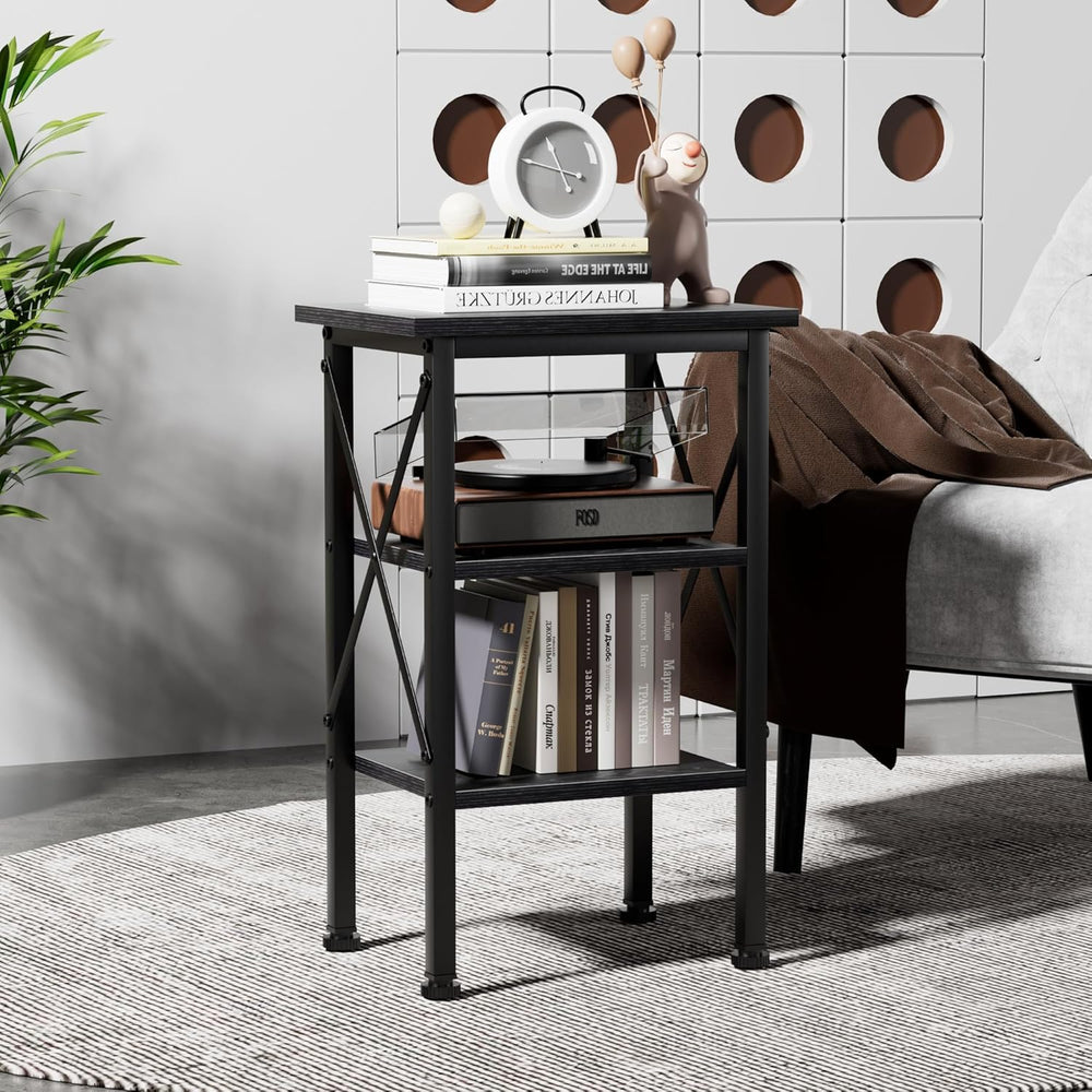 VECELO End Side Table Night Stand,X-Design with Storage Shelf for Bedroom,Liv...