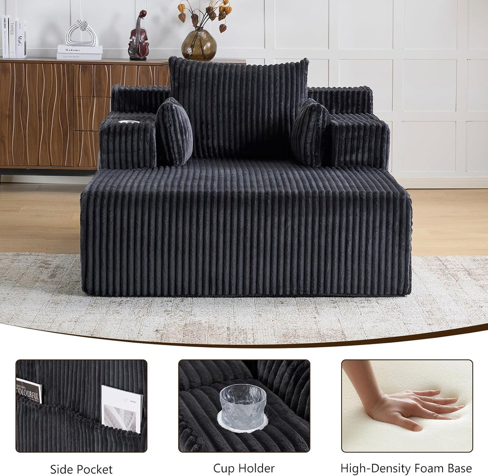 Furnimart 66" Oversized Chaise Lounge Indoor, Upholstered Sofa Bed with ...