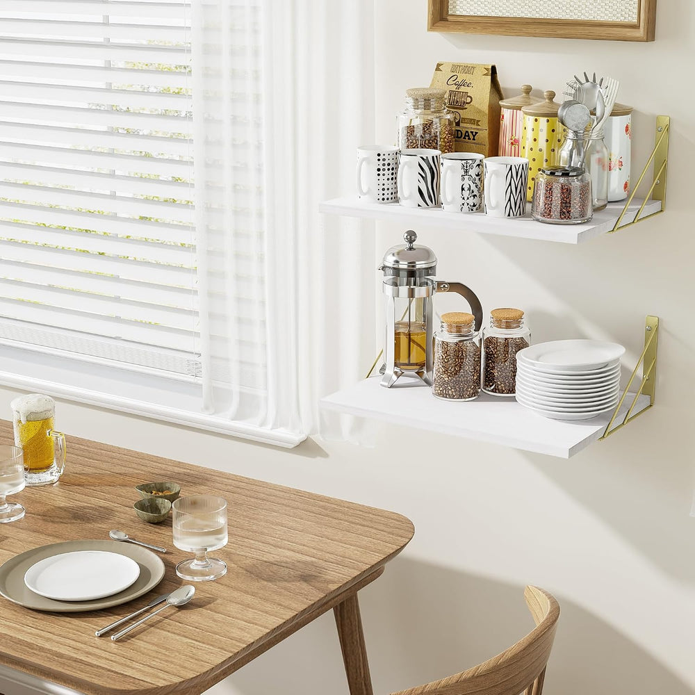 Love-KANKEI Wide Deep Floating Wall Shelves Set of 2,16"x12",Wood,W...