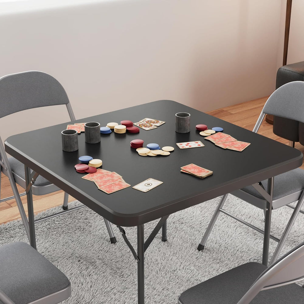 VECELO 5 Piece Folding Card Table Square and Chairs Set, Collapsible Legs &am...