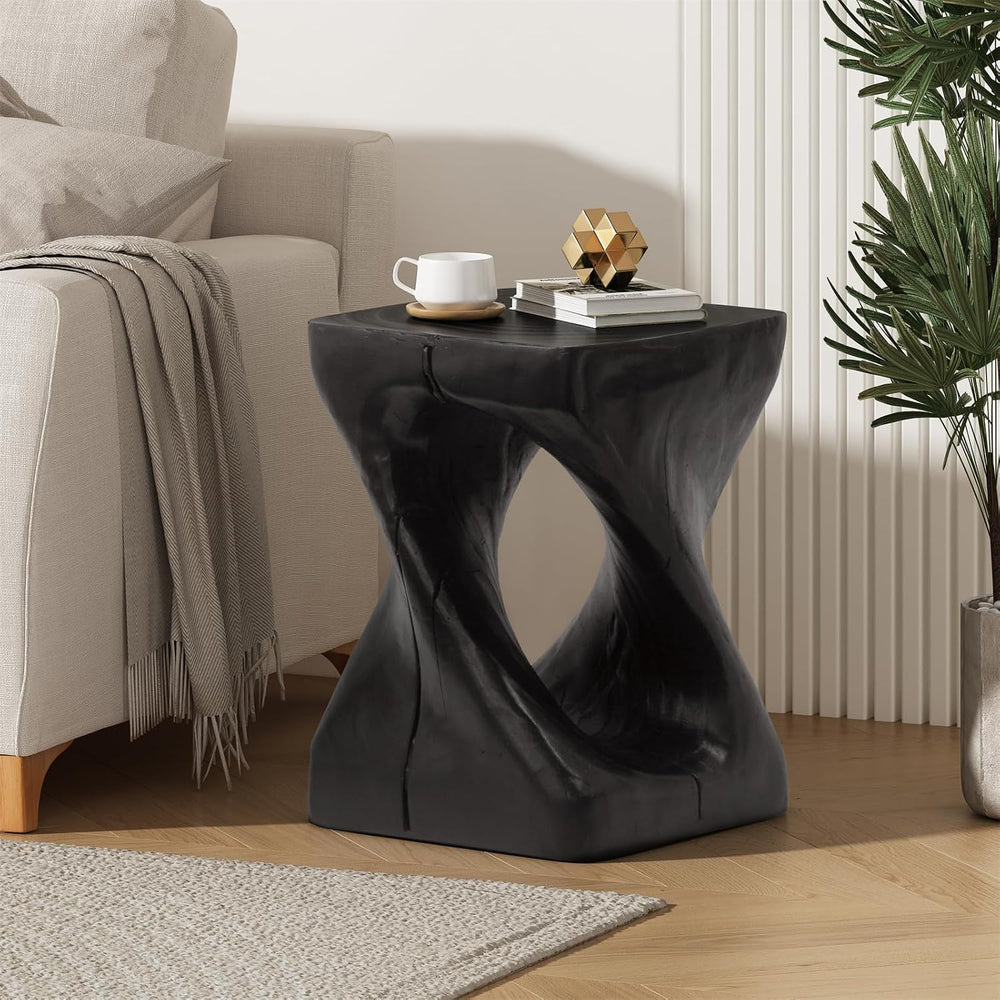 Magnesium Oxide Side Table Outdoor Square End Table Indoor, Lightweight Concr...