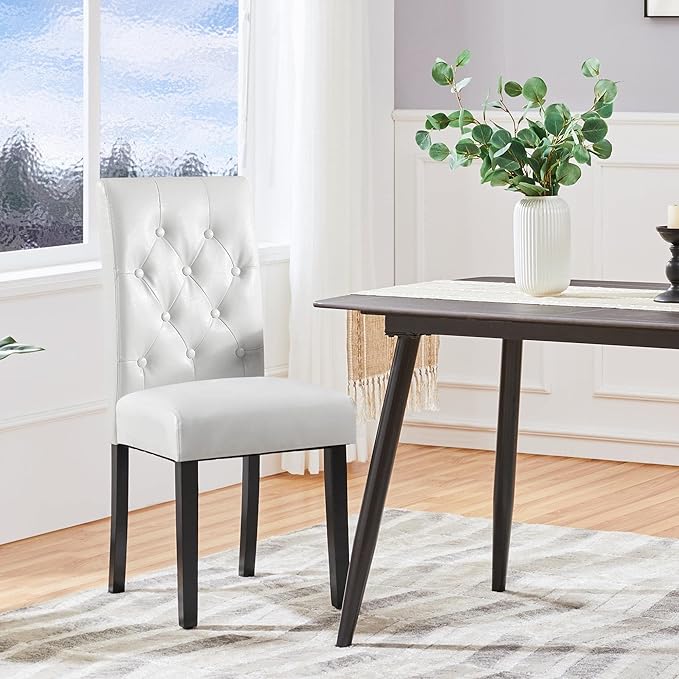 Yaheetech Upholstered Dining Chairs Set of 2 Modern Leather Parsons Kitchen C...