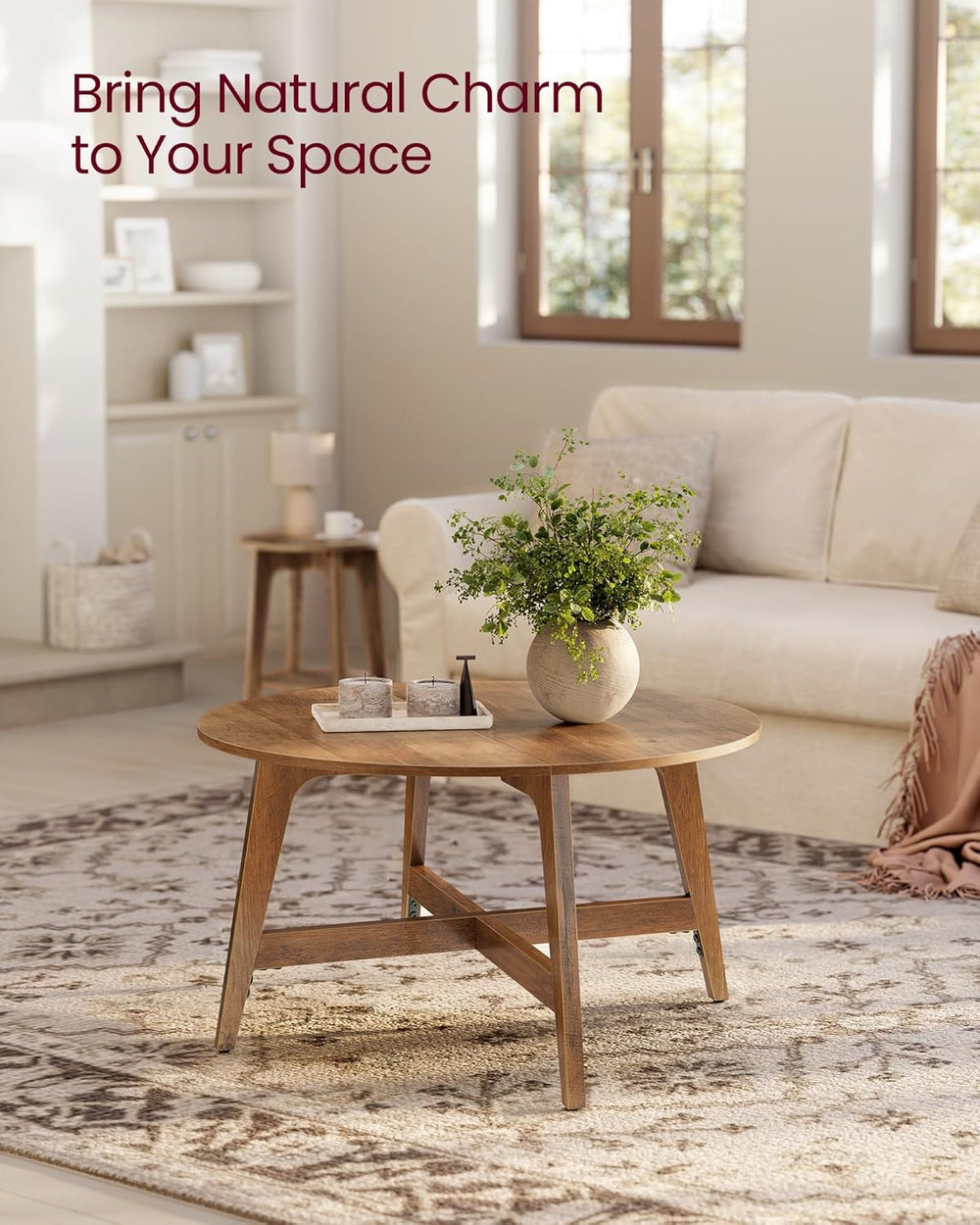 VASAGLE MAEZO Collection - Round Coffee Table, 31.5-Inch Center Table, Tapere...