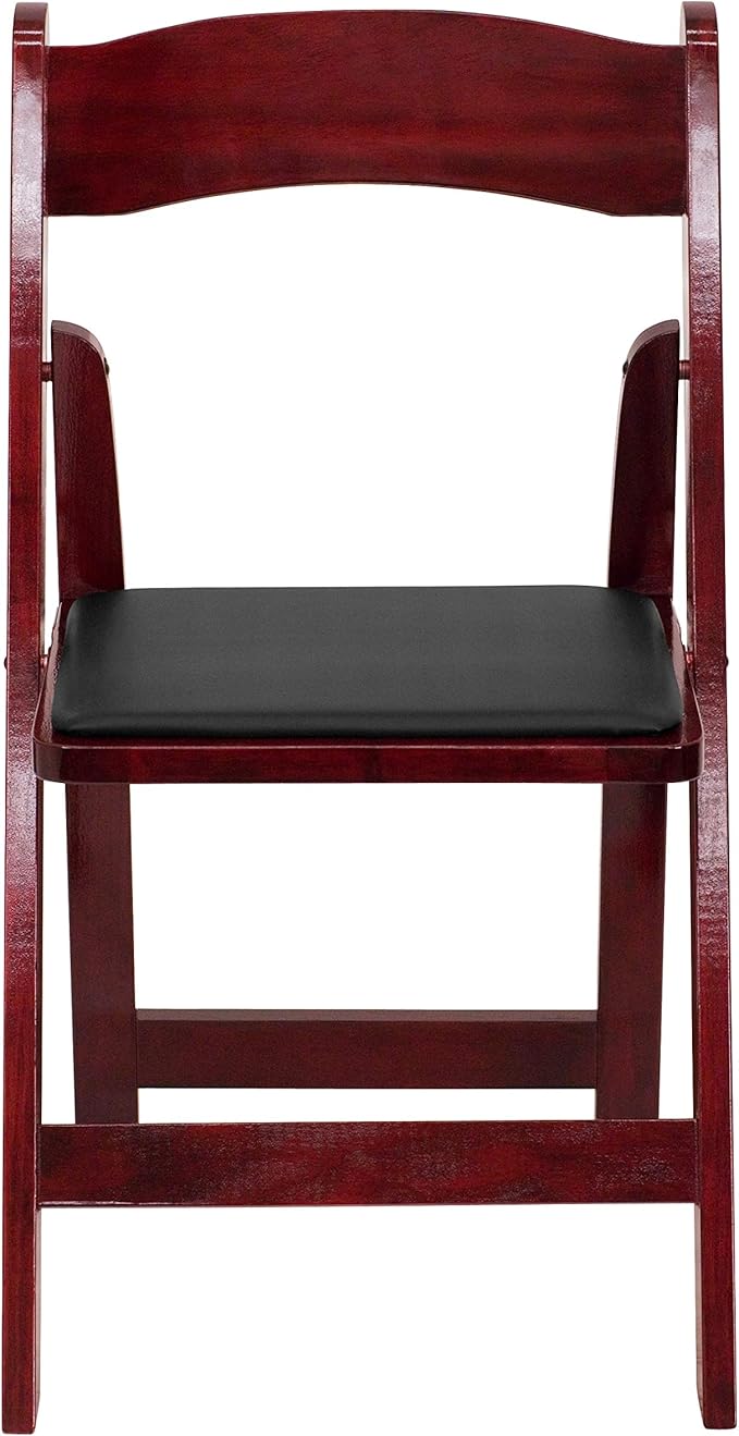 Flash Furniture 2 Pack HERCULES Series Mahogany Wood Folding Chair with Vinyl...