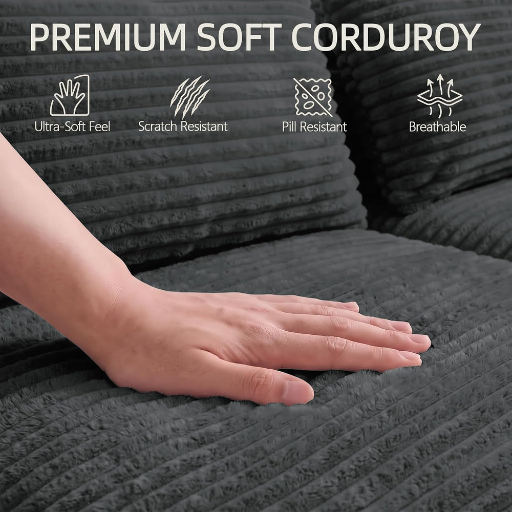 107" L-Shaped Modular Sectional Sofa with Movable Ottoman, Oversized Bon...