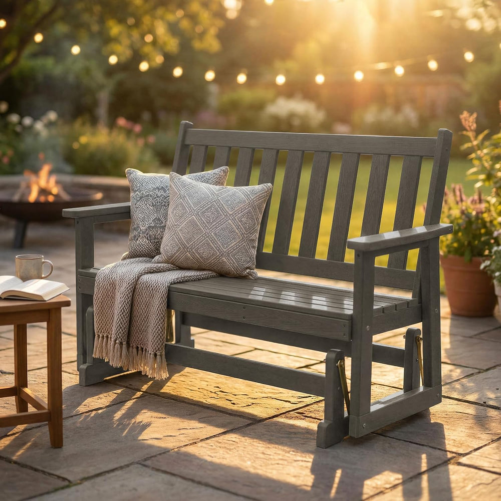 Furnimart Patio Glider Bench, HDPE All-Weather Outdoor Glider for 2-Person, H...