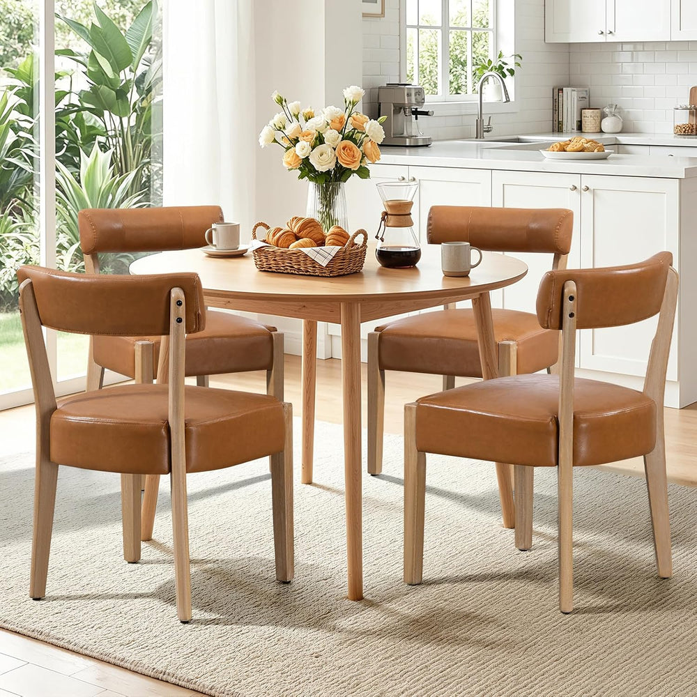 ZJhome Modern Dining Chairs Set of 4 – Mid-Century Modern Faux Leather Uphols...
