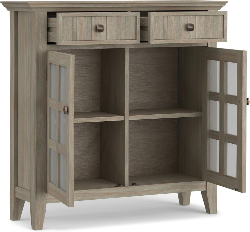 SIMPLIHOME Acadian Solid Wood 48 inch Wide Storage Bench that Seats 2 and 36 ...