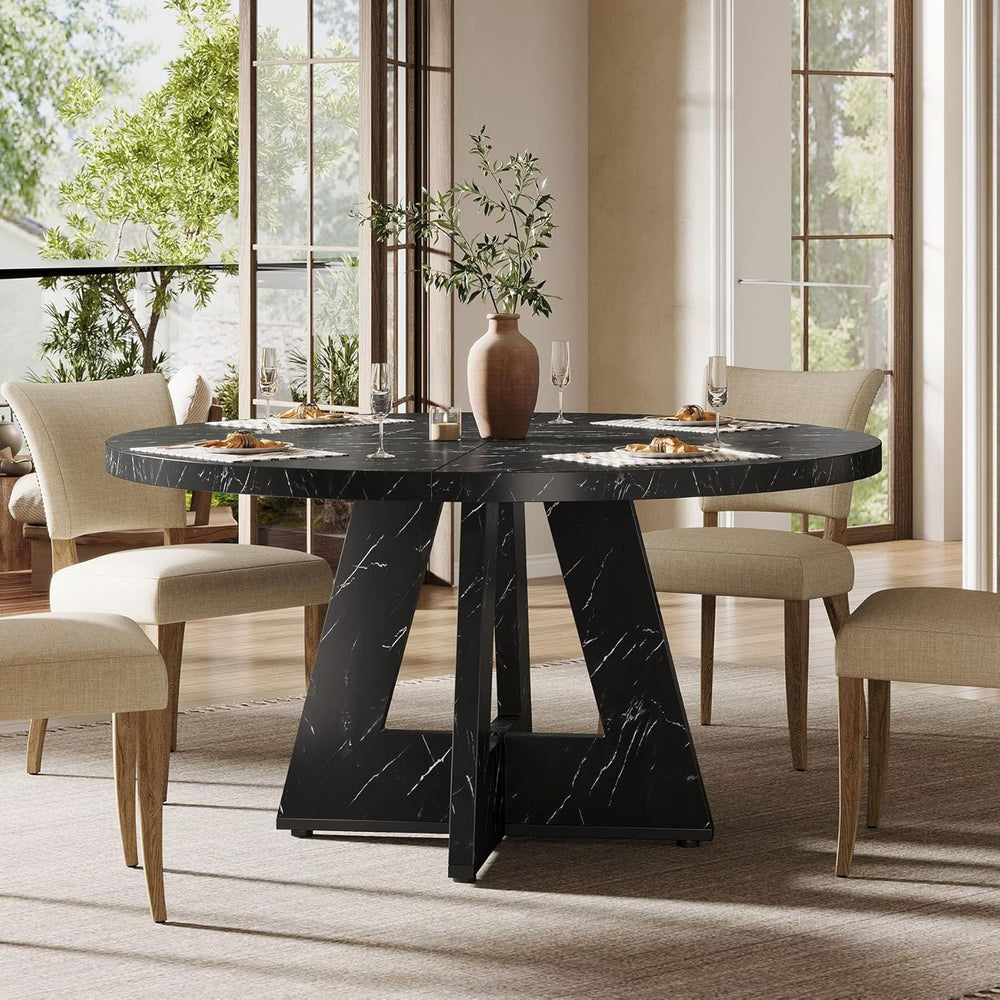 Tribesigns 47 inch Round Dining Table Wood Kitchen Table for Dining Room, 47&...