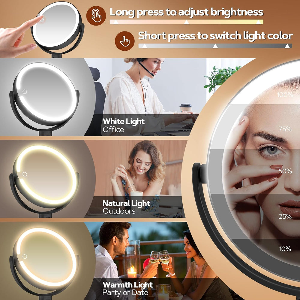 B Beauty Planet Makeup Mirror, Double-Sided Lighted Magnifying Mirror 30X