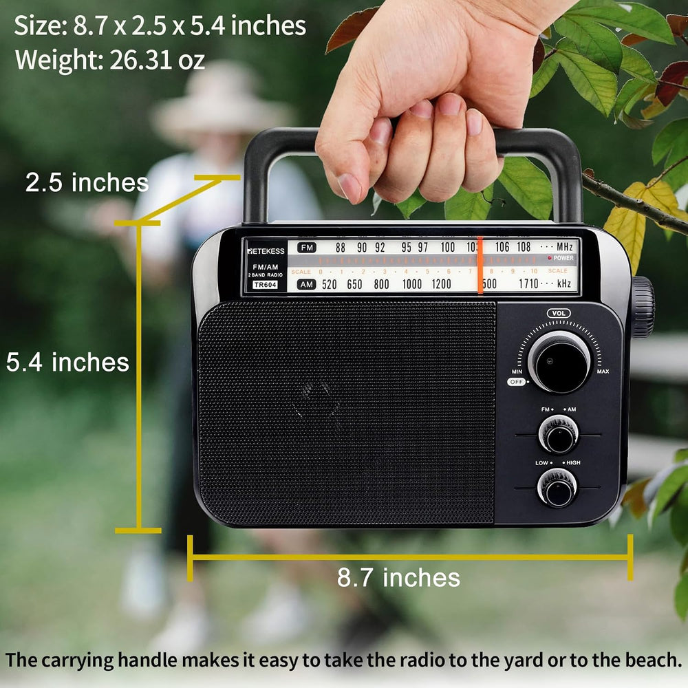 Retekess TR604 AM FM Radio, Portable Radio Plug in Wall(Black)