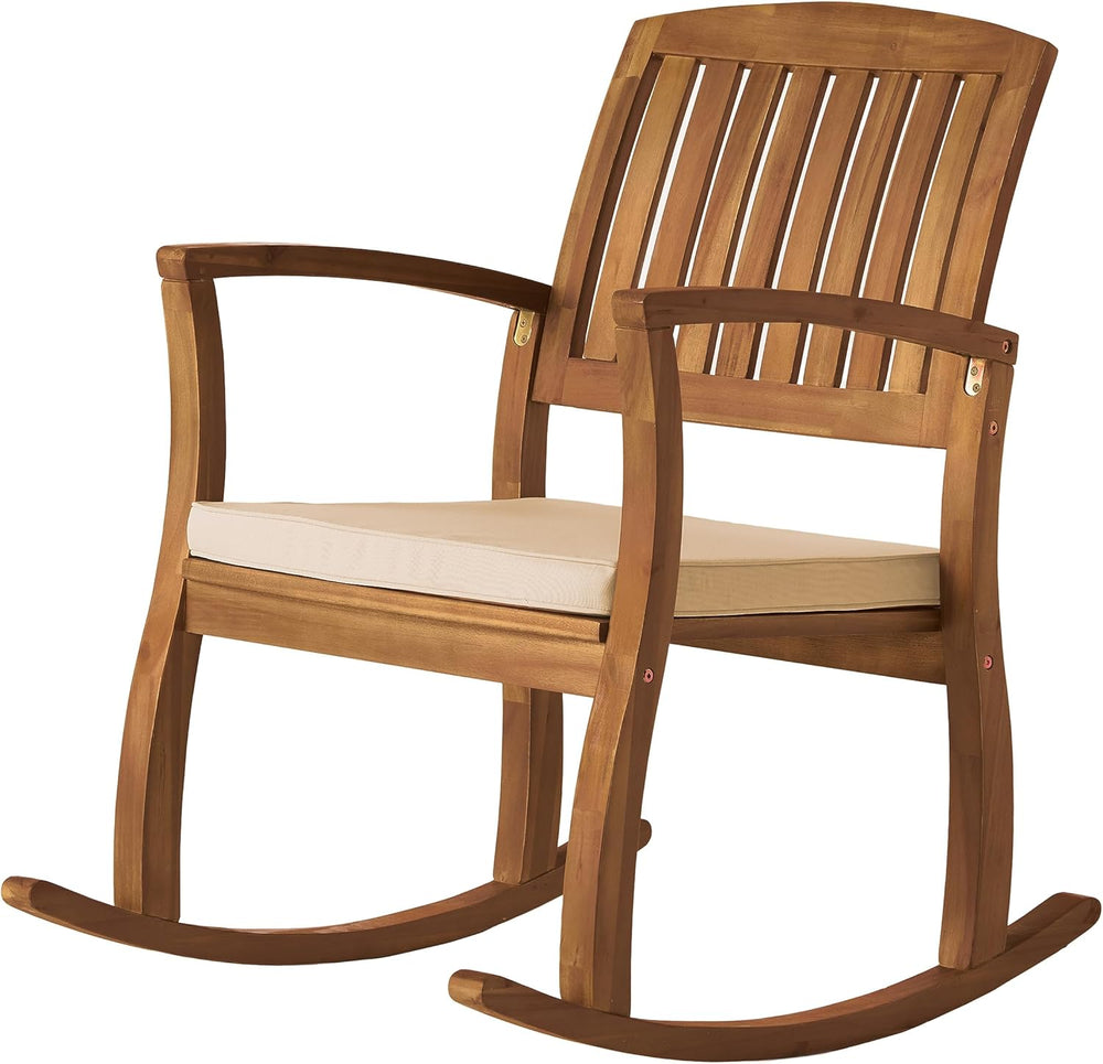Christopher Knight Home Selma Acacia Rocking Chairs with Cushions, 2-Pcs Set,...