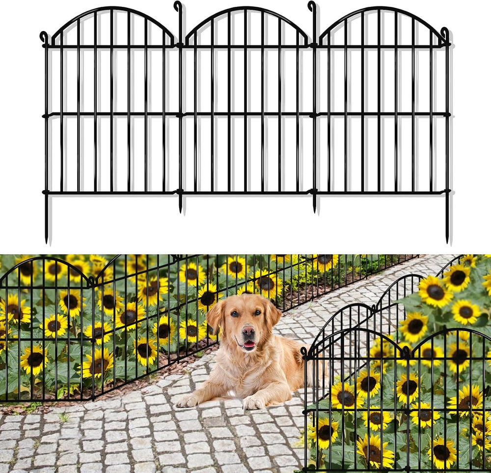 15 Panels Decorative Garden Fence, 15.94ft x 23in Animal Barrier Fencing Arch...
