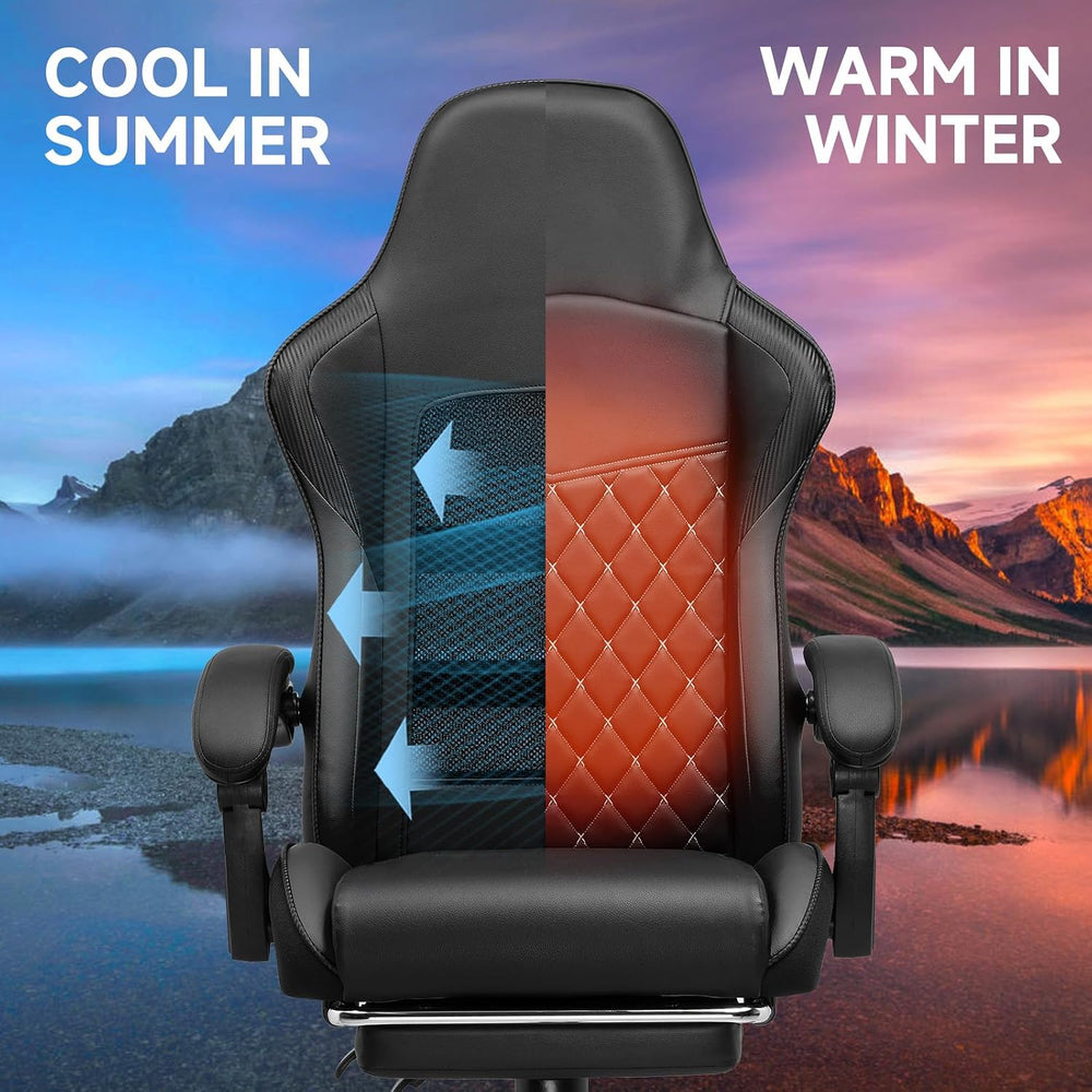 GTPLAYER Gaming Chair, High Back Leather Computer Gaming Chair with Footrest,...
