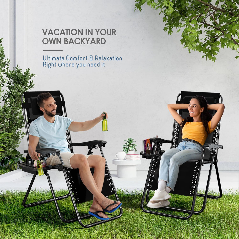 Nestl Zero Gravity Chairs Set of 4, Patio Lounge Chair Outdoor with Pillows &...