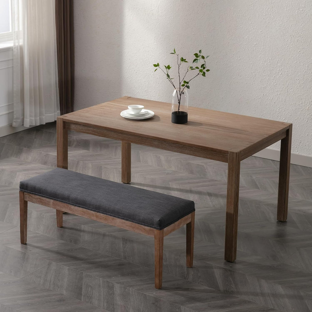 Linen Dining Bench Upholstered Entryway Bench Farmhouse Shoe Bench Seat Ottom...