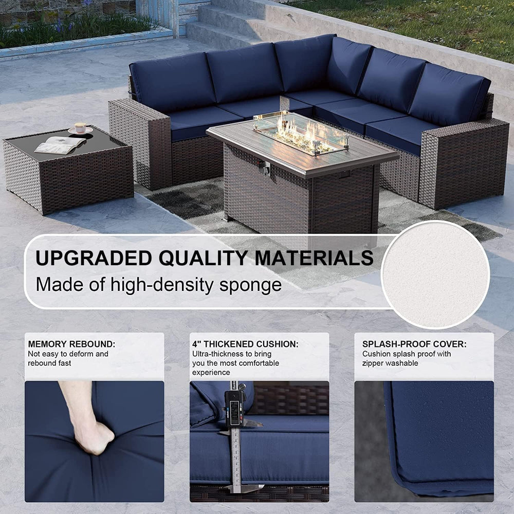 Kullavik 10 Piece Outdoor Patio Furniture Set with Fire Pit & Swivel Chairs