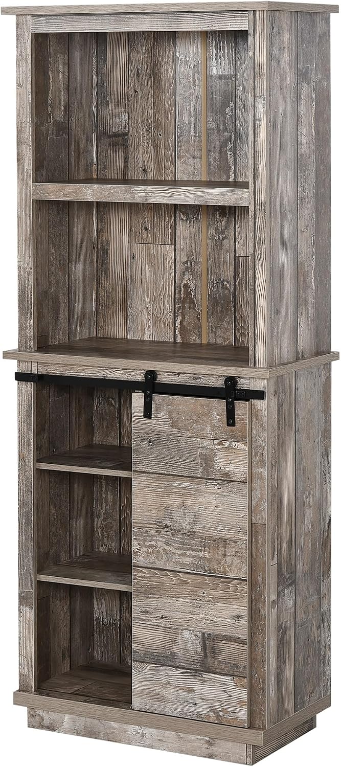 Freestanding Rustic Kitchen Buffet Cabinet, Pantry Storage Cabinet with Slidi...