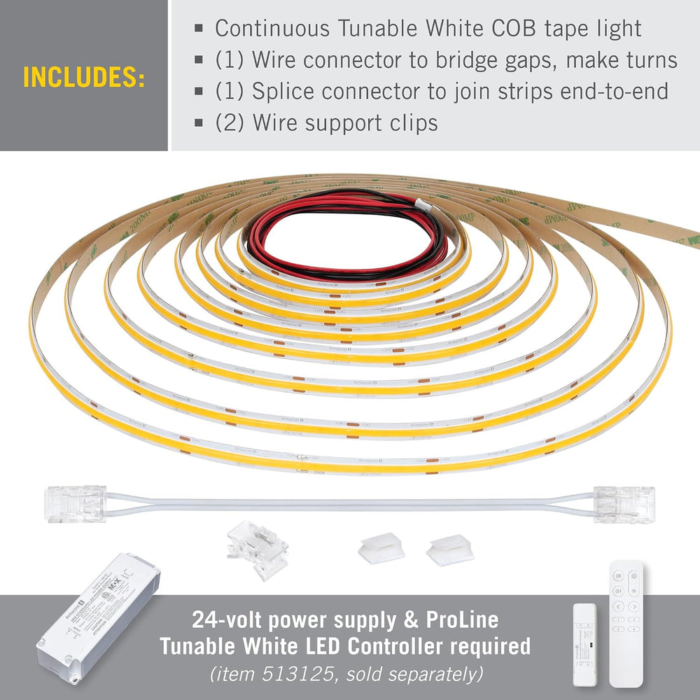Armacost Lighting RibbonFlex Pro 24V Tunable White COB LED Strip Light Tape, ...