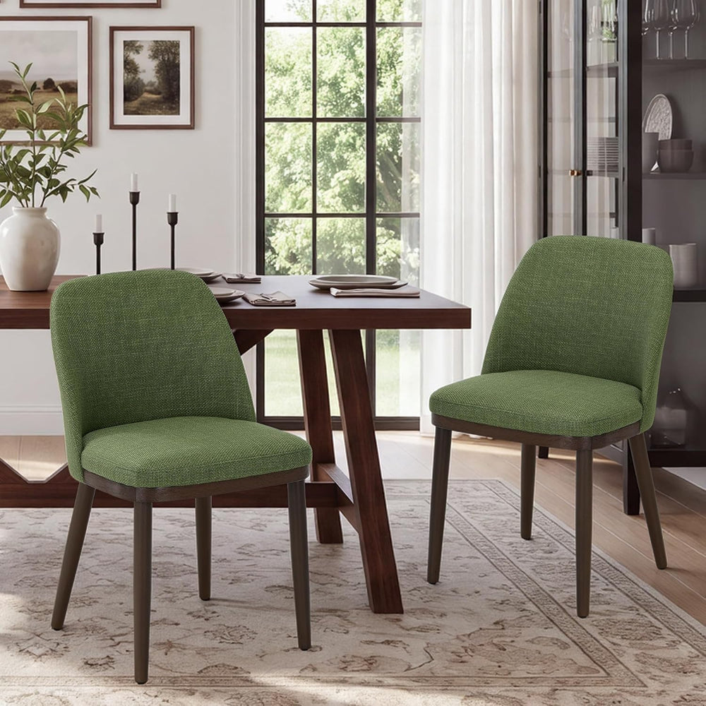 COLAMY Upholstered Dining Chairs Set of 2, Modern Dining Room Chairs, Fabric ...