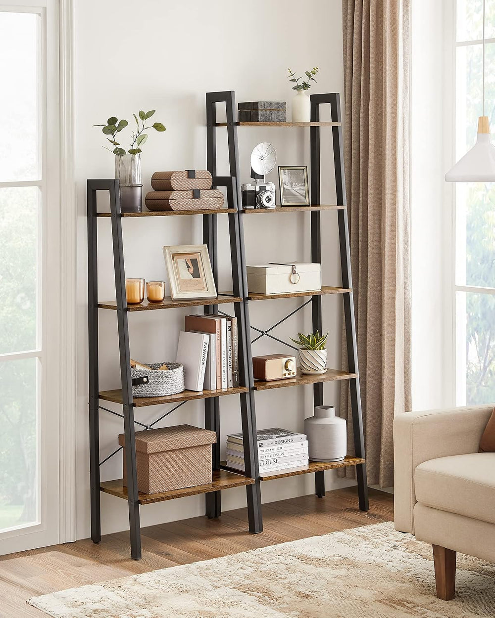 VASAGLE Ladder Shelf, Bookcase Book Shelf, Storage Shelves, 5-Tier, 22In