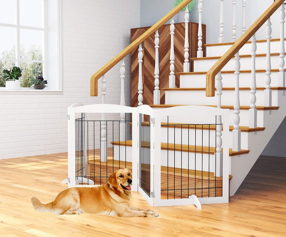 PAWLAND Extra Wide Dog gate for The House, Doorway, Stairs, Dog Fences Indoor...