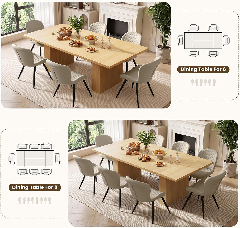Miereirl 9-Piece Modern Farmhouse Dining Table Set for 8, 78" Kitchen Ta...