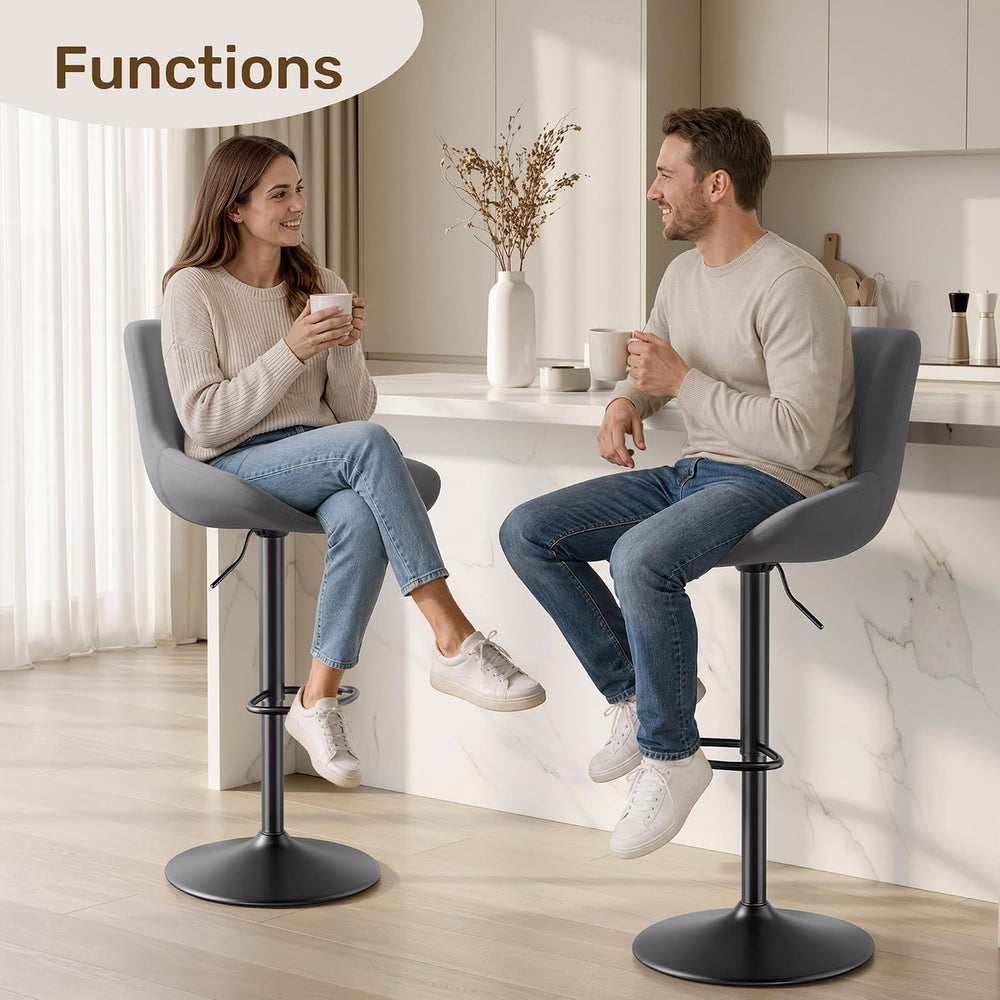 Swivel Bar Stools, Adjustable Bar Stools with Back, Dark Gray