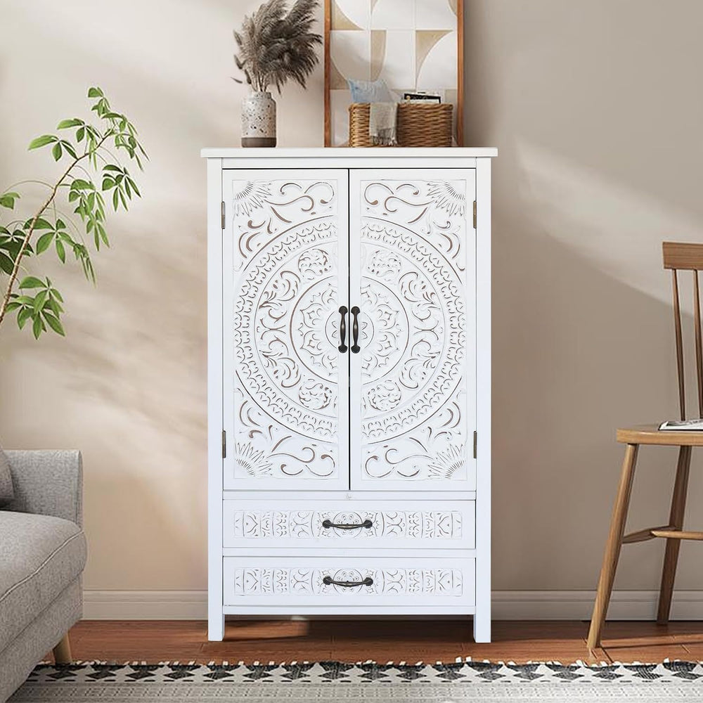 Modern White Storage Cabinet, Rustic Sideboard Pantry Cabinet, for Home Decor...