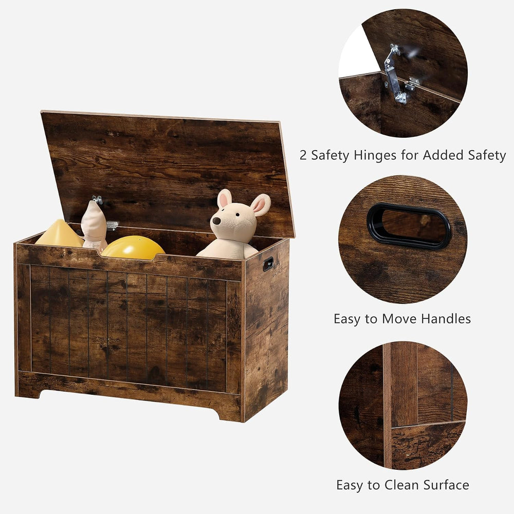 Wooden Storage Chest,30/40 Inch Storage Trunk w/2 Safety Hinges, Storage Benc...