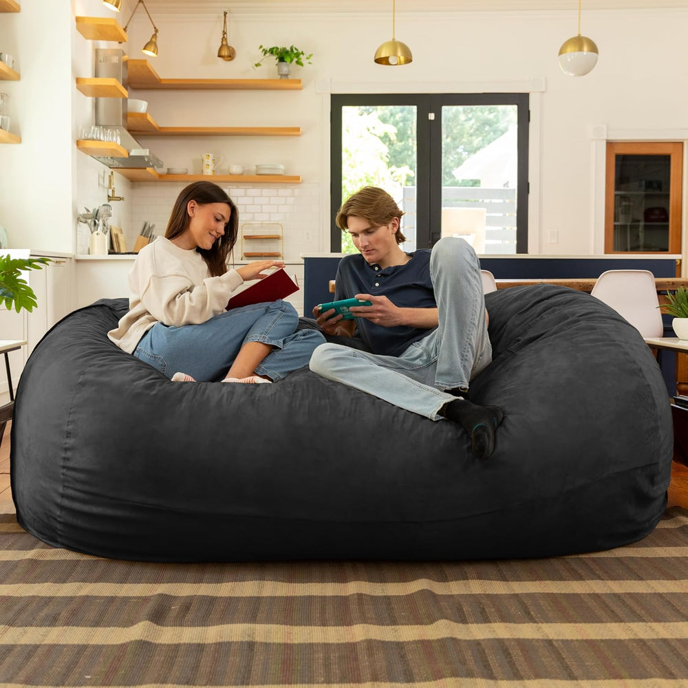 Jaxx 7 Foot Giant Bean Bag Sofa, Black
