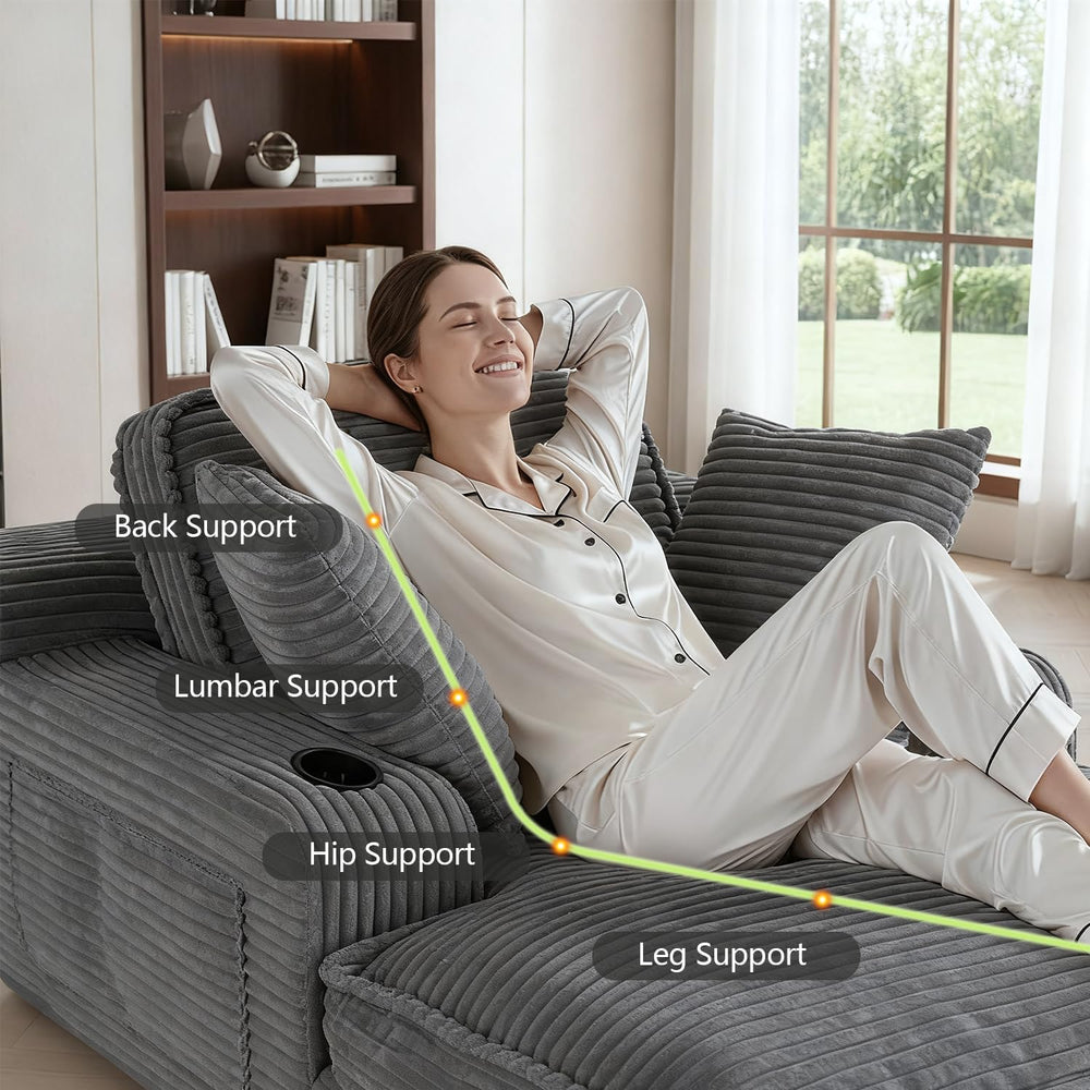 67" Oversized Chaise Lounge Chair Indoor, Soft Cloud Couch, Gray | Comfy...