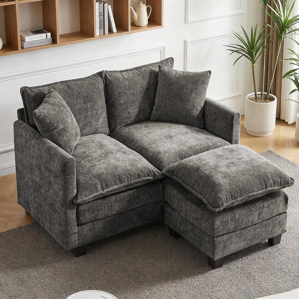 52'' Loveseat Sofa with Ottoman,Cloud Sofa Couch for Living Room | 27...