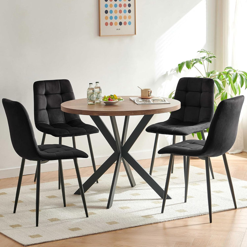 Homedot 37-Inch Round Kitchen Dining Room Table Set for 4, Modern Mid-Century...