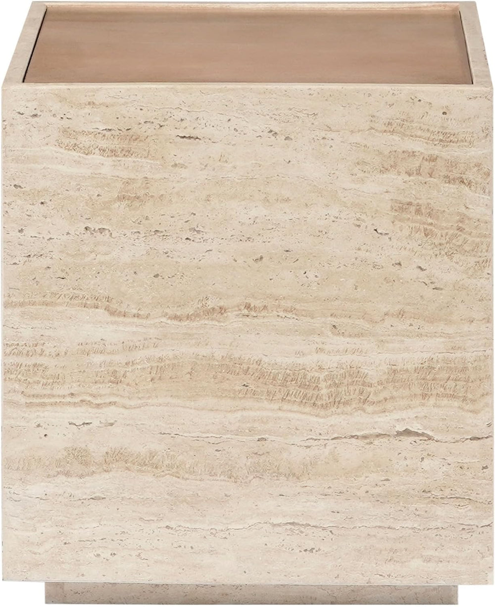SAFAVIEH Couture - Leslianne Square Accent Table - Natural Solid Wood Top &am...