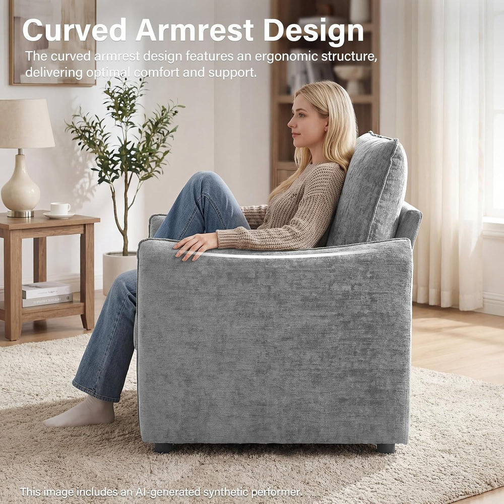 Elegant Oversized Accent Chair for Living Room, 42.1", Chenille, Gray | ...