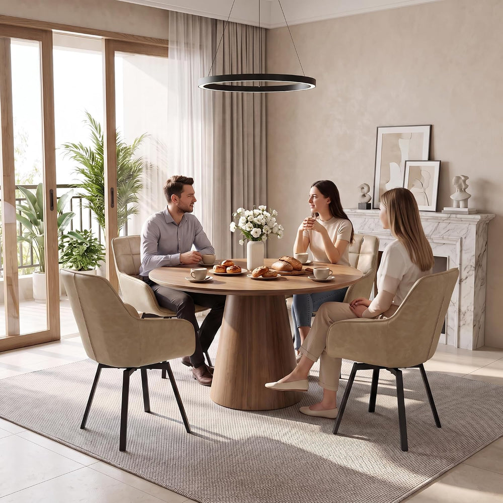TUKAILAi Swivel Dining Chairs Set of 2, Faux Leather Dining Chairs with Arms ...