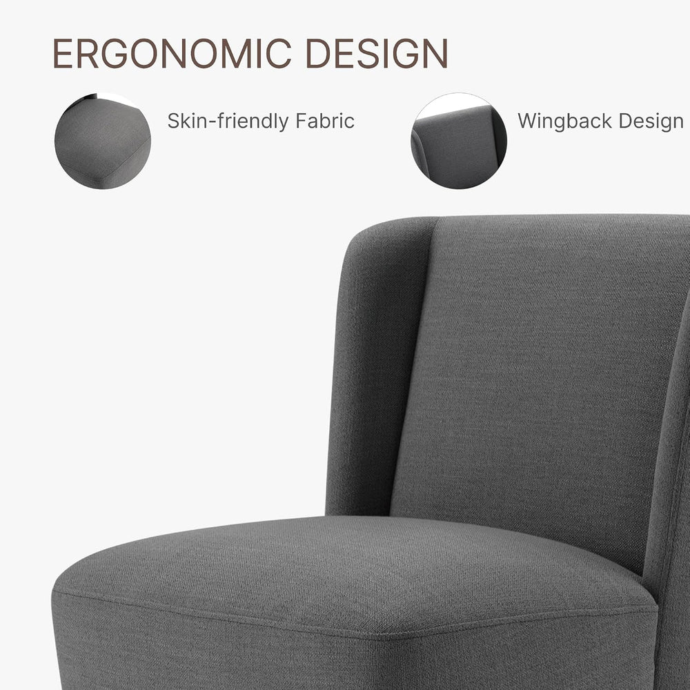 KISLOT Dining Chairs with Casters No Assembly Upholstered Wingback Single Sof...