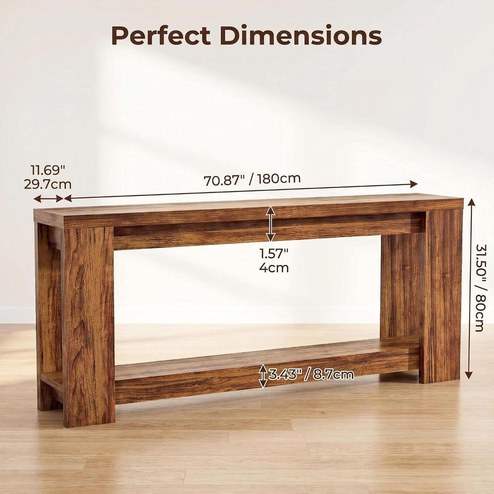 70.9" Rustic Farmhouse Console Sofa Table - Heavy Duty MDF Entryway Tabl...