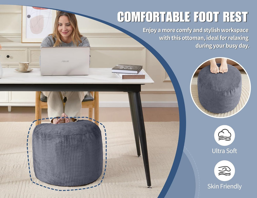 WSOFRLAC Pouf Ottoman Foot Stools Ottoman with Foam Small Corduroy Ottomans f...