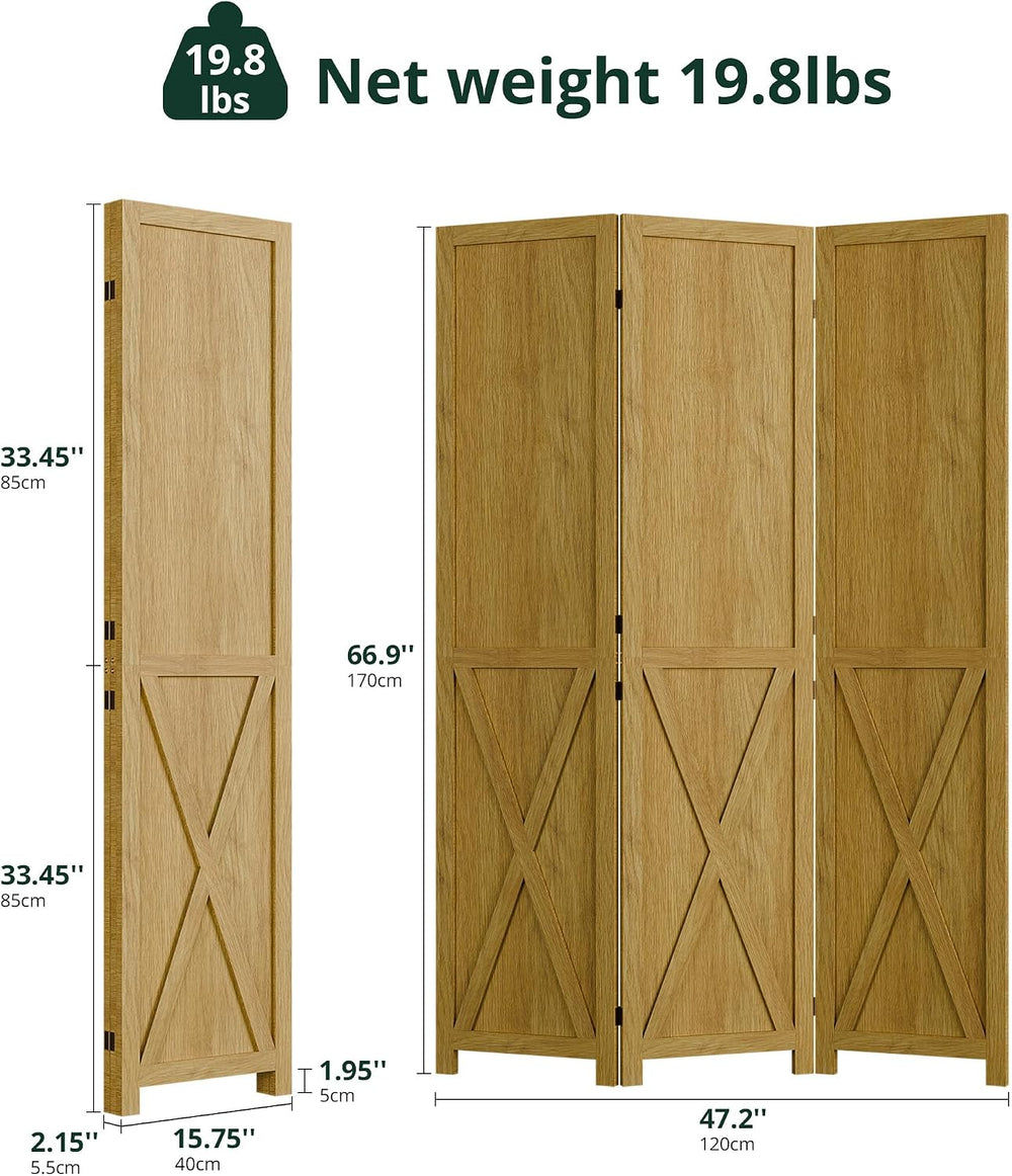 Cozy Castle Wood Room Divider, 3 Panel 66.9 Inch Privacy Screen, Folding Wall...