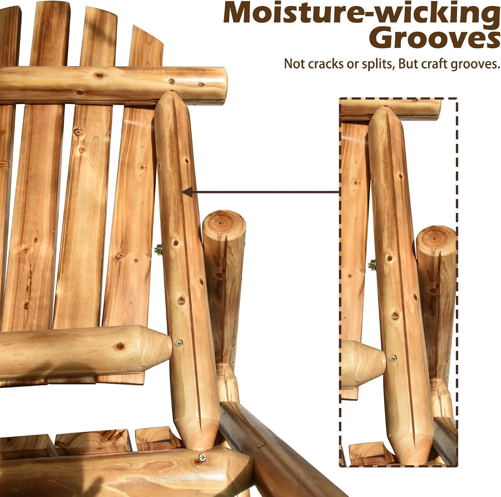 DJL Adirondack Wooden Chair Outdoor Patio Lounge Log Cabin Furniture Rustic S...